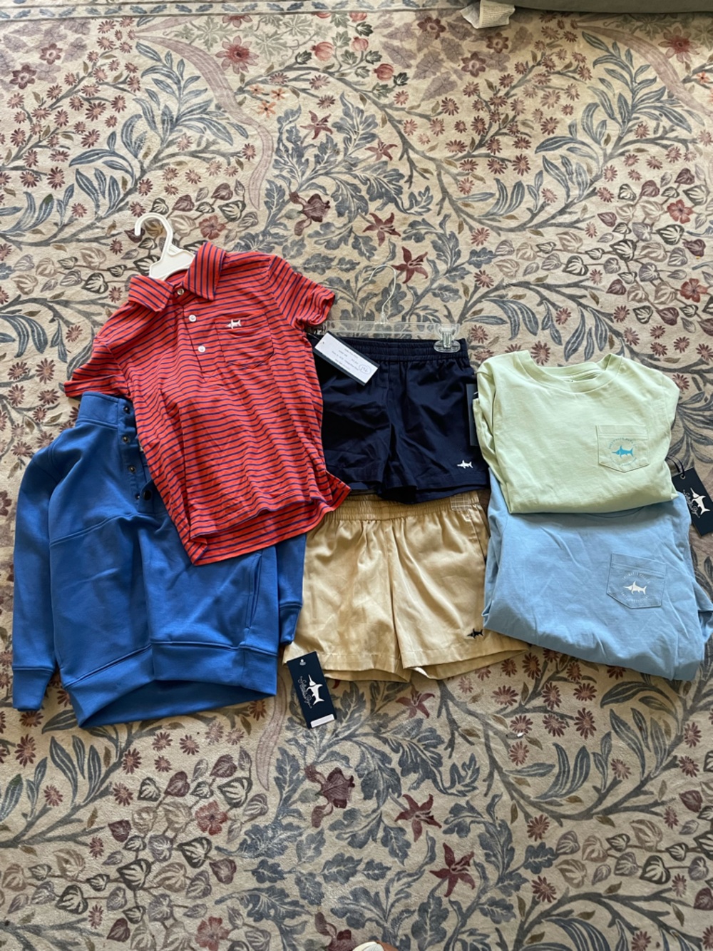 Saltwater Boys Co. 5T Boys Bundle. Polo, sweatshirt, shorts, long sleeves.